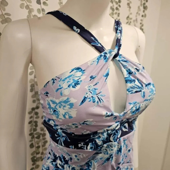 Nanette Lepore Blue Floral Swimsuit Size 8 - Picture 5 of 10